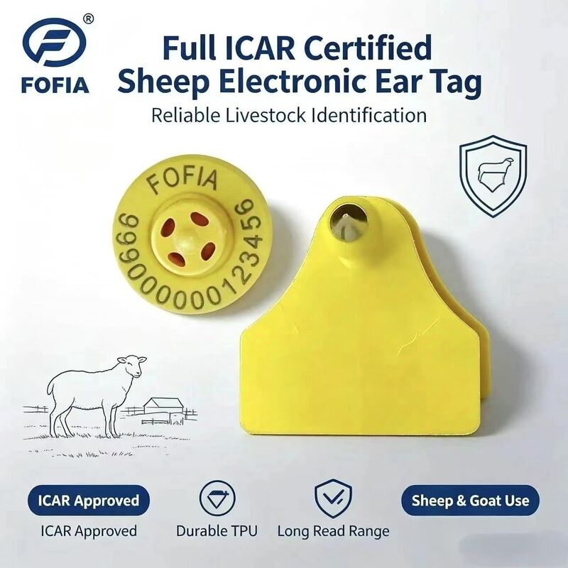 Fofia ET957+T967 Schafe Ziege Rinder Tier Kombination Elektronische Landwirtschaft Nachverfolgung Ohrzeichen Neue hohe Qualität RFID TPU Laser-Codierung 3