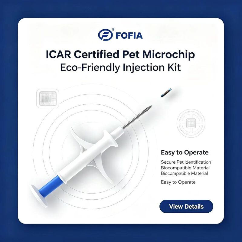 FOFIA ZS007 ICAR-zertifiziert 134,2 kHz RFID Tier-Mikrochip FDX/EM4305 IP67 wasserdicht Weiß PP 1,4x8mm Hund Katze Haustiere