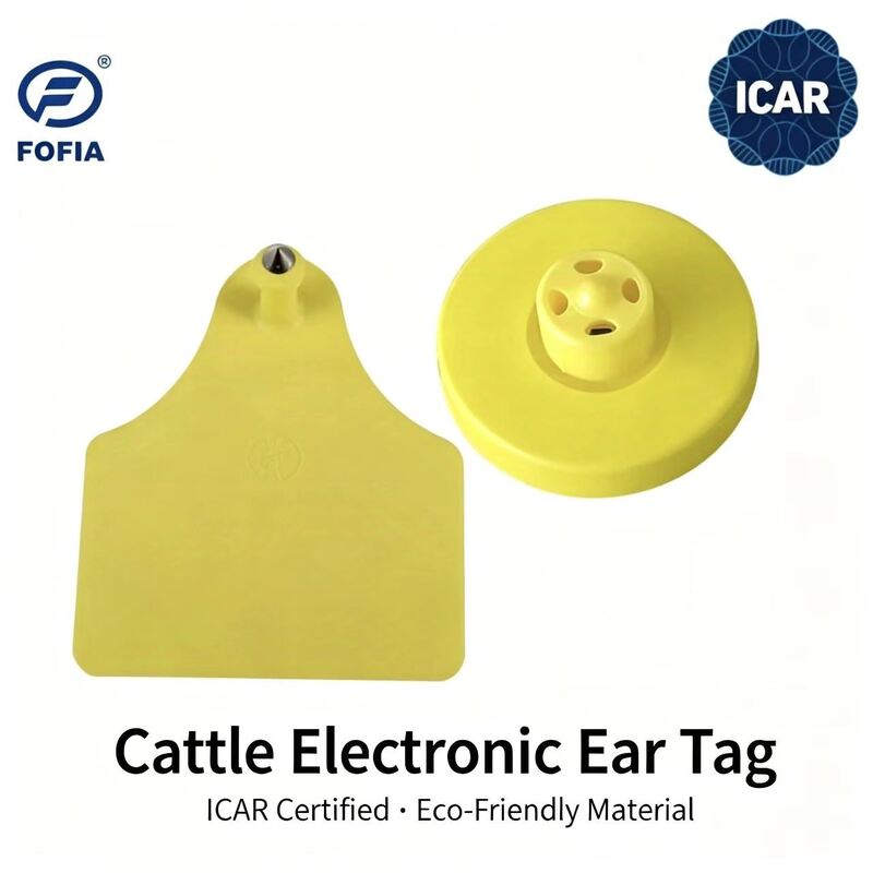 Neue FOFIA Full ICAR LF Langlebige wasserdichte RFID TPU Gelbe Rinderohrtags ET908+T905 EM4305 Chips 5 Jahre Garantie 14,5 mm