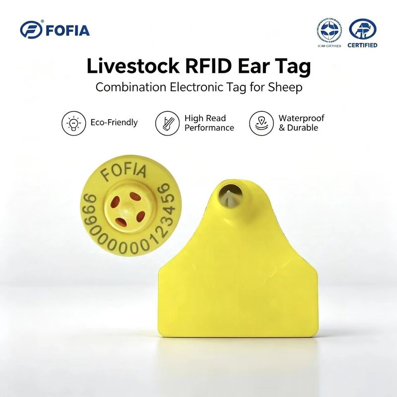 Wasserdicht Dauerhaft Fofia Schaf Ziege Kombination Elektronische Tierverfolgung Chip Ohrenkennzeichen Neue RFID TPU Laser Codierung Farm 3 Jahre