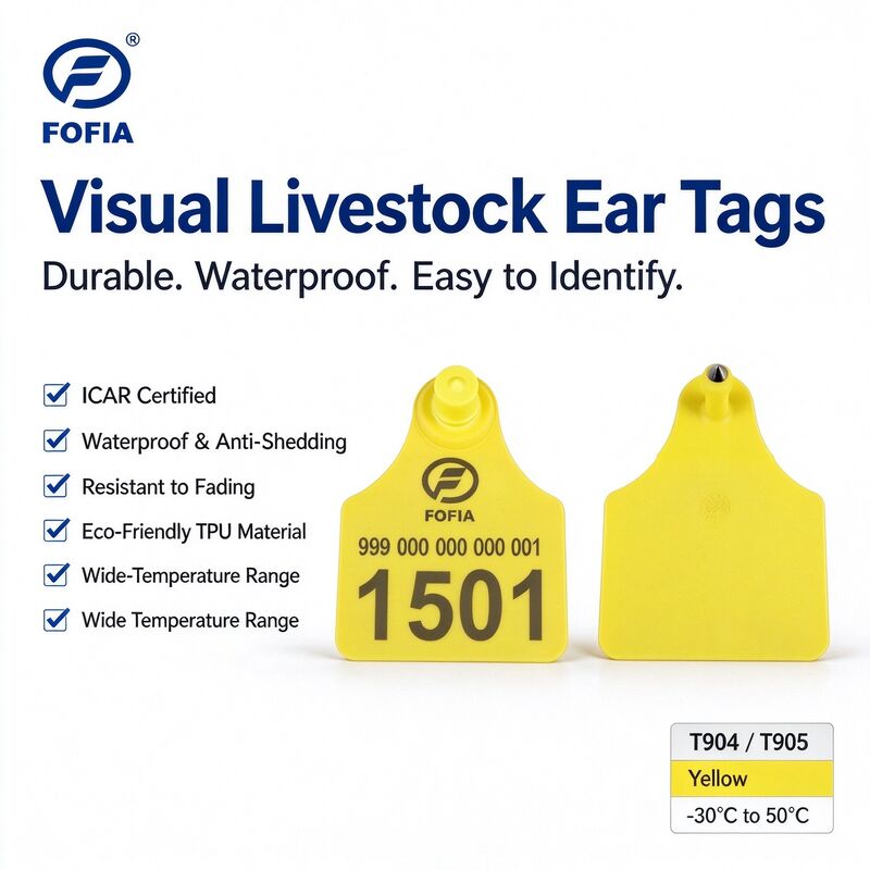 ICAR Certified Cattle RFID Ear Tags T904 T905 TPU Laser Coding Waterproof 70 X 57 mm Livestock Identification