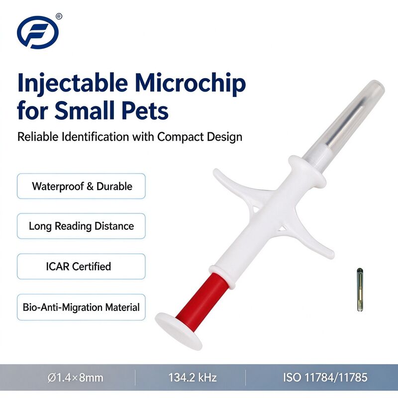 RFID injizierbarer Tierchip 134,2 kHz FDX EM4305 1,4 x 8 mm IP67 wasserdichter ICAR-zertifizierter Haustieridentifikationsanhänger