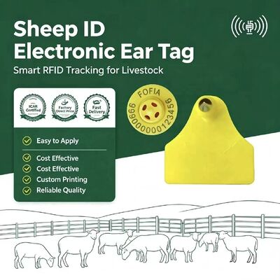 Fofia Wasserdichte Kombination, elektronische Tierverfolgungs-Ohrmarke, neue hochwertige RFID-TPU-Laserkodierung, 3 Jahre Garantie, Ziege