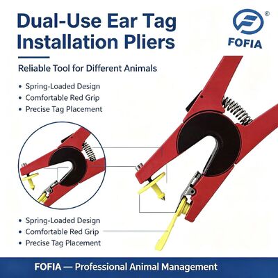 Neuer FOFIA Rot-Aluminiumlegierung RFID-Farmtierkennzeichner mit Lasercodierung für Kuh-Schwein-Schafe und Pferde-Ohrenkennzeichen